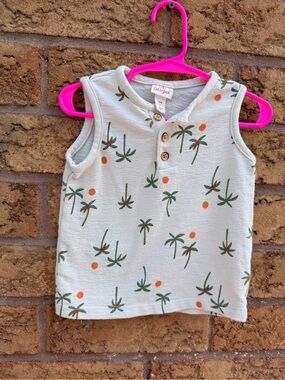 4/$25 • Cat & Jack Cream Palm-Print Sleeveless Henley Tank